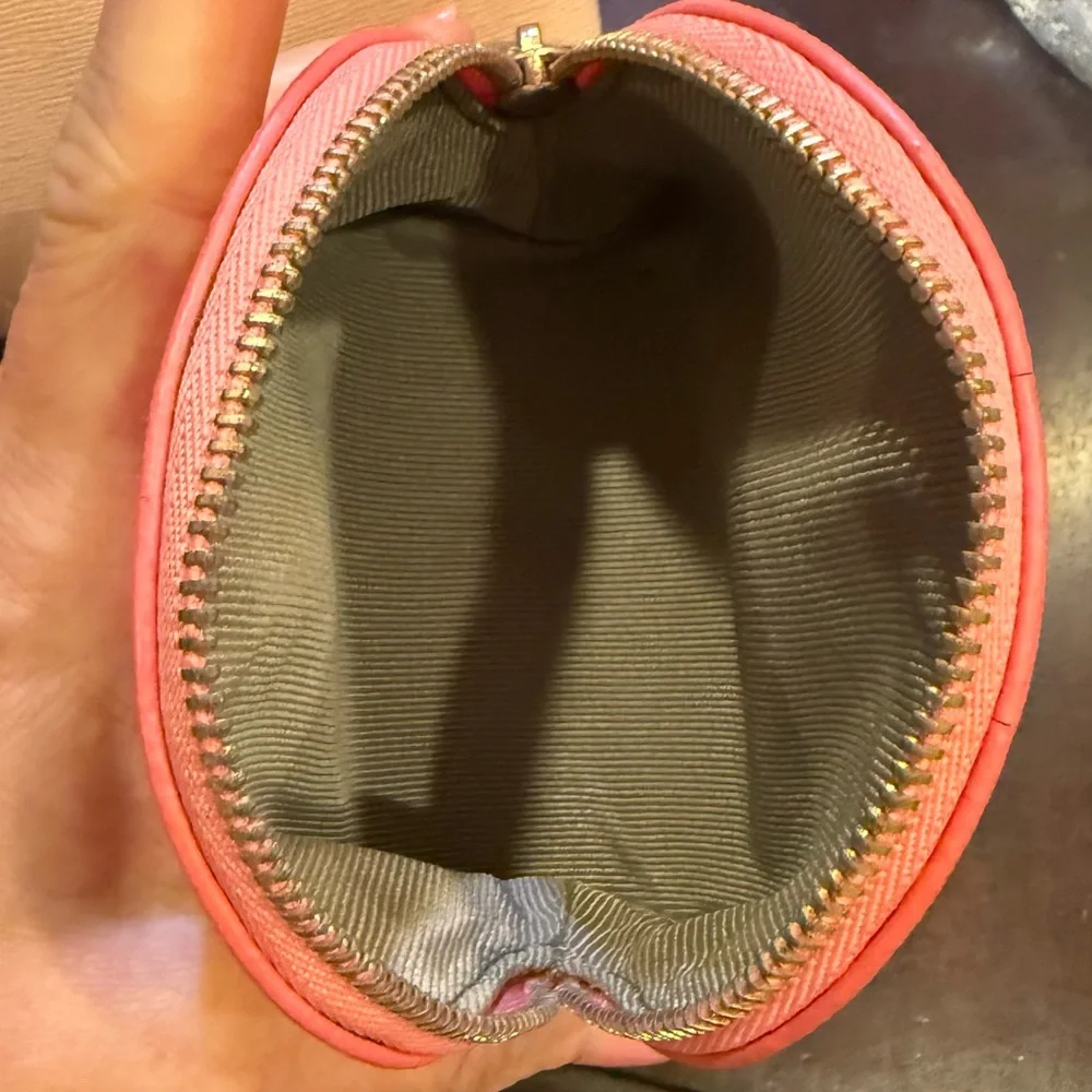 Furla Dual-Tone Blush Pink and Coral Crescent Cosmetic Accessory Bag Set (2)